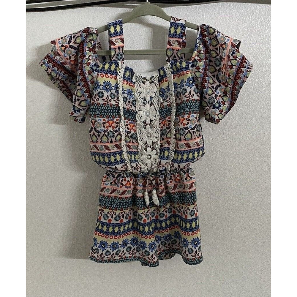 Takara Girl's Floral Cold Shoulder Sleeve One Piece Romper Size 5